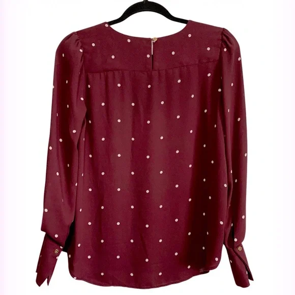 LOFT Polka Dot Lightweight Long Sleeves Blouse - Picture 2 of 5